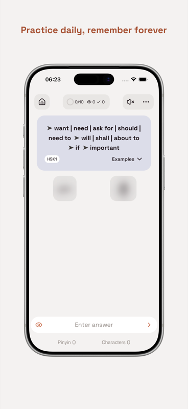 GoMando adaptive practice screen